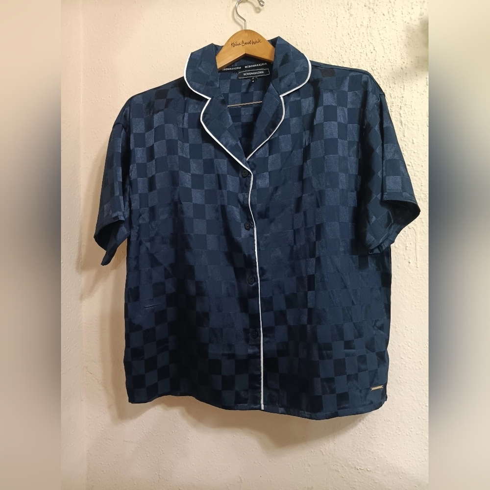 BCBGMaxAzria Navy Checkered Men's Shirt